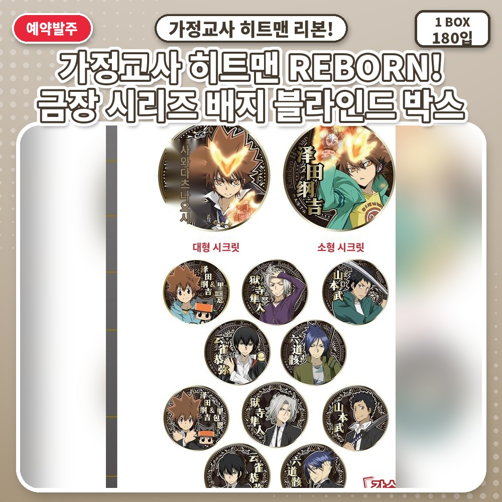 가정교사 히트맨 REBORN! 금장 시리즈 배지 블라인드 박스